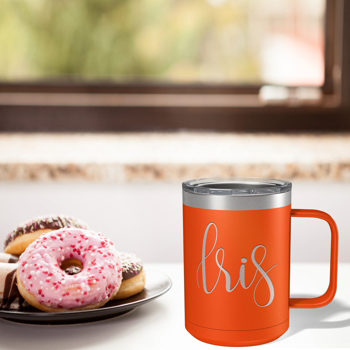 Cuptify Personalized Engraved 15 oz Stainless Steel Coffee Mug - Orange