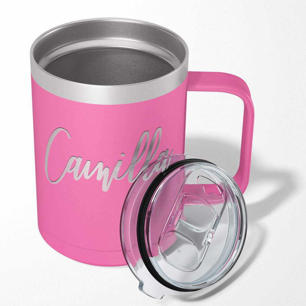 Cuptify Personalized Engraved 15 oz Stainless Steel Coffee Mug - Pink