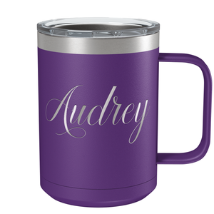 Cuptify Personalized Engraved 15 oz Stainless Steel Coffee Mug - Purple