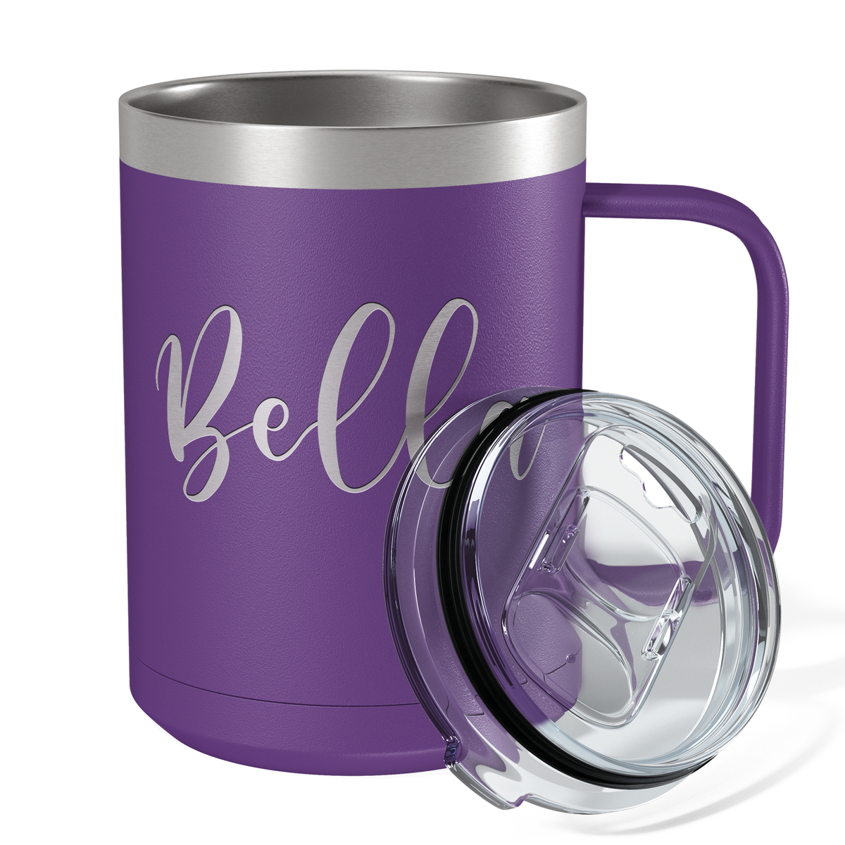 Cuptify Personalized Engraved 15 oz Stainless Steel Coffee Mug - Purple