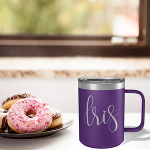 Cuptify Personalized Engraved 15 oz Stainless Steel Coffee Mug - Purple