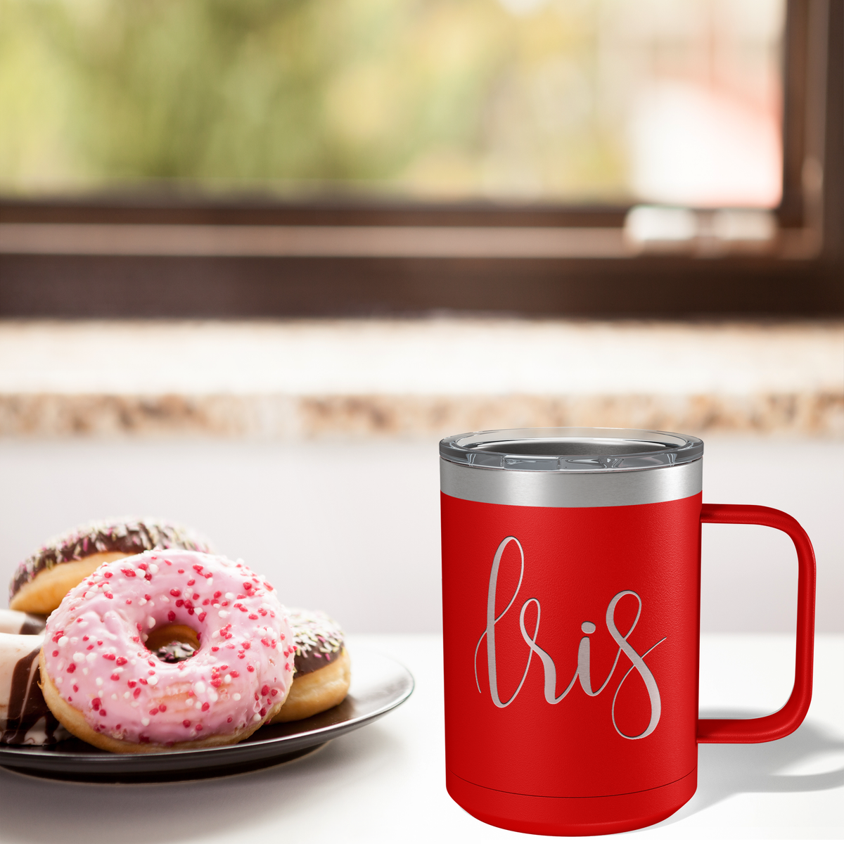 Cuptify Personalized Engraved 15 oz Stainless Steel Coffee Mug - Red