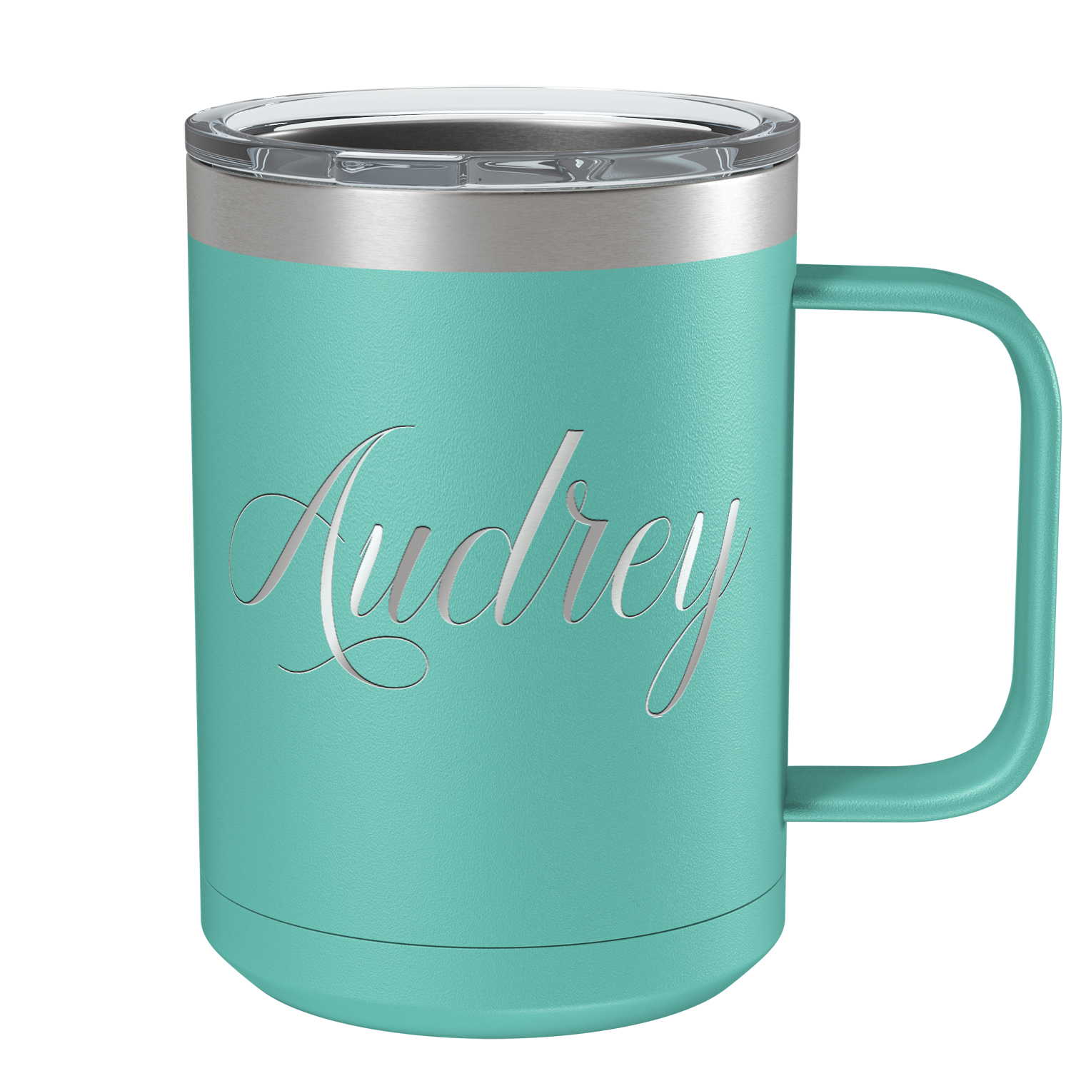 Cuptify Personalized Engraved 15 oz Stainless Steel Coffee Mug - Seafoam