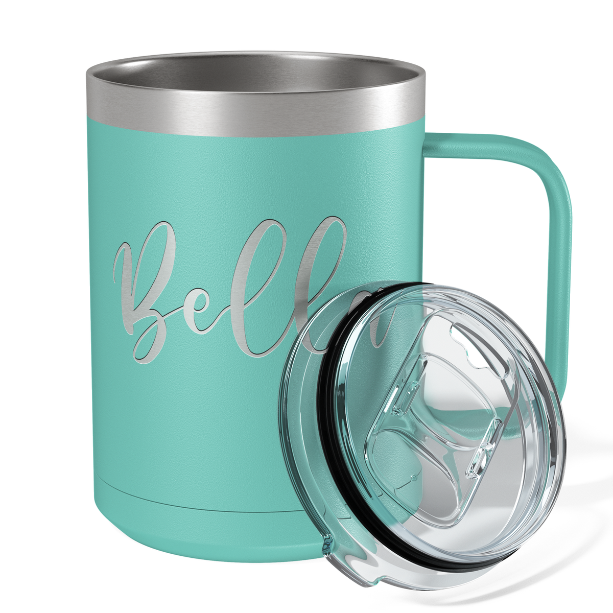 Cuptify Personalized Engraved 15 oz Stainless Steel Coffee Mug - Seafoam
