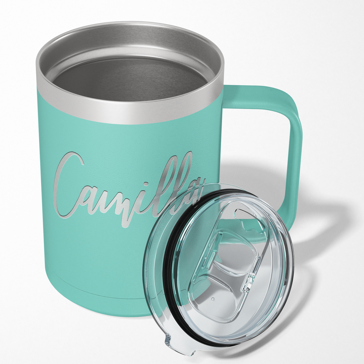 Cuptify Personalized Engraved 15 oz Stainless Steel Coffee Mug - Seafoam