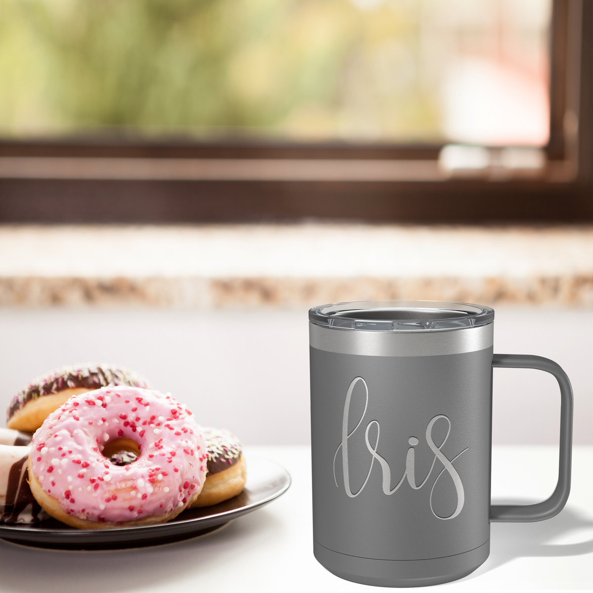 Cuptify Personalized Engraved 15 oz Stainless Steel Coffee Mug - Slate