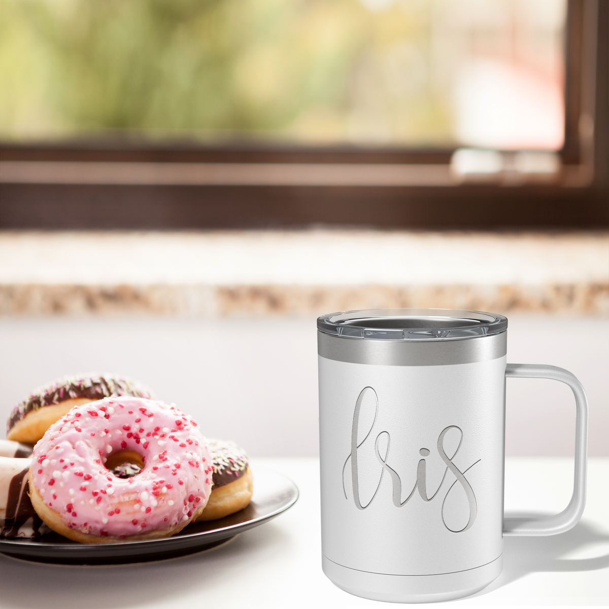 Cuptify Personalized Engraved 15 oz Stainless Steel Coffee Mug - White