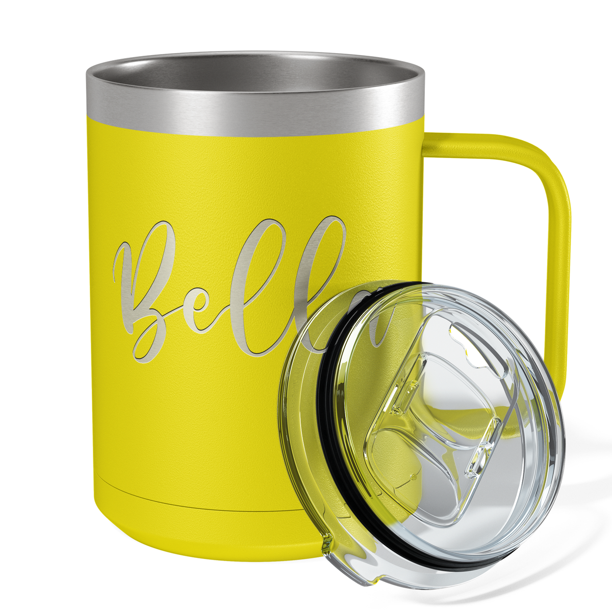 Cuptify Personalized Engraved 15 oz Stainless Steel Coffee Mug - Yellow