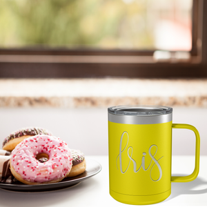 Cuptify Personalized Engraved 15 oz Stainless Steel Coffee Mug - Yellow