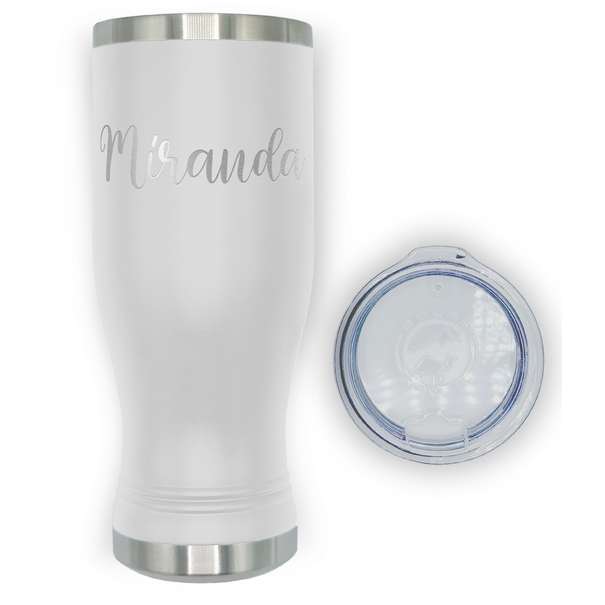 Personalized Engraved 20 oz Pilsner - White
