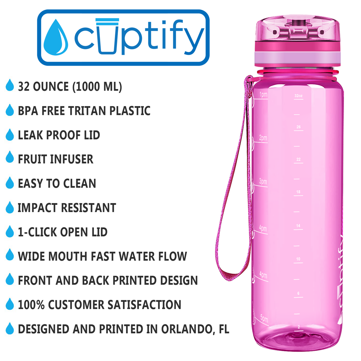 Pink 32 oz Water Bottle