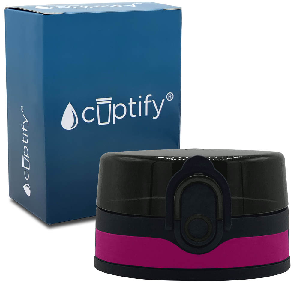 Black with Fuchsia Band Flip Top Lid for 32oz Tritan Water Bottles