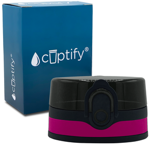 Black with Fuchsia Band Flip Top Lid for 32oz Tritan Water Bottles