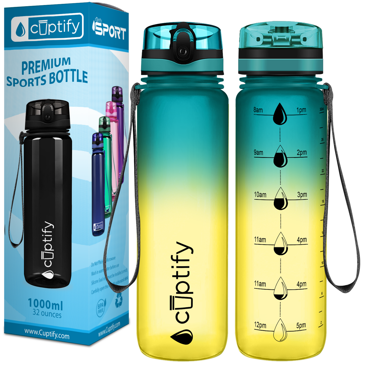 Tropical Frosted 32 oz Hydration Tracker Water Bottle