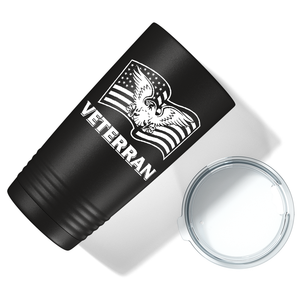 American Eagle on Flag on Black 20 oz Stainless Steel Tumbler