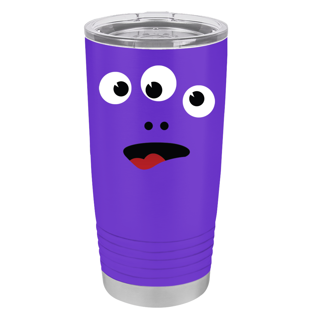 Purple Three Eye Monster on Stainless Steel Halloween Tumbler
