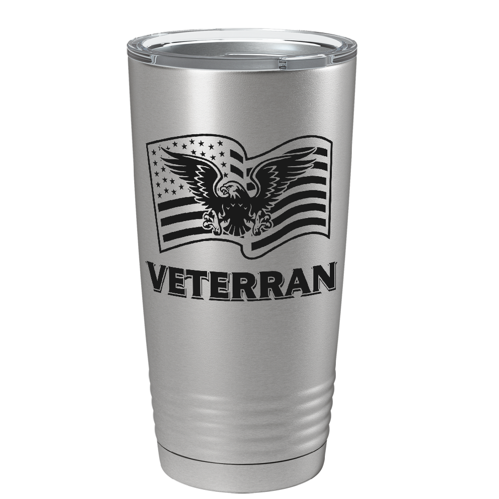 American Eagle on Flag on Stainless 20 oz Stainless Steel Tumbler
