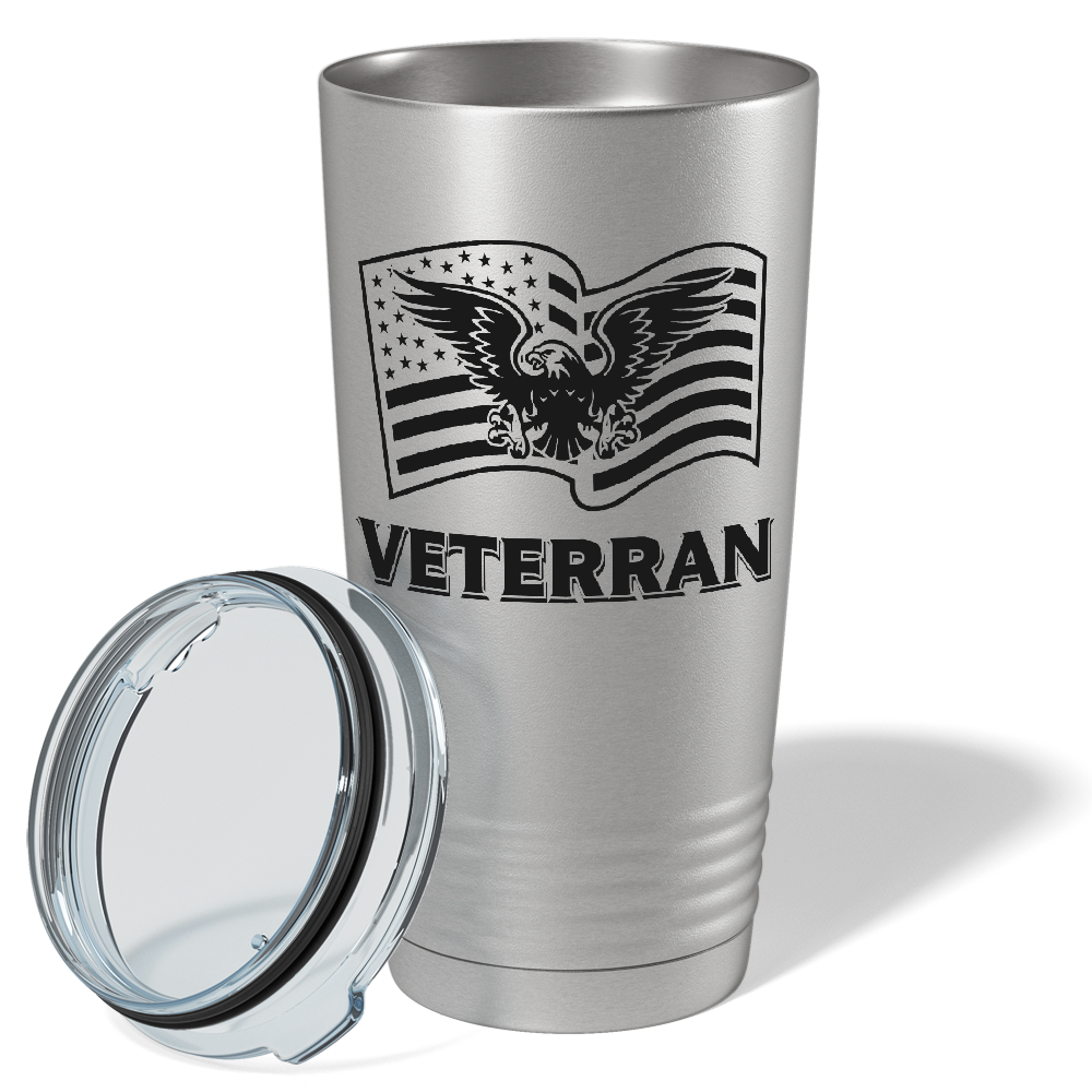 American Eagle on Flag on Stainless 20 oz Stainless Steel Tumbler