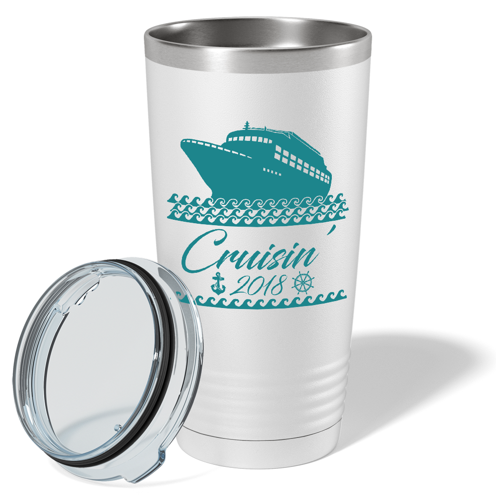 Cruise Boat on White 20 oz Stainless Steel Tumbler