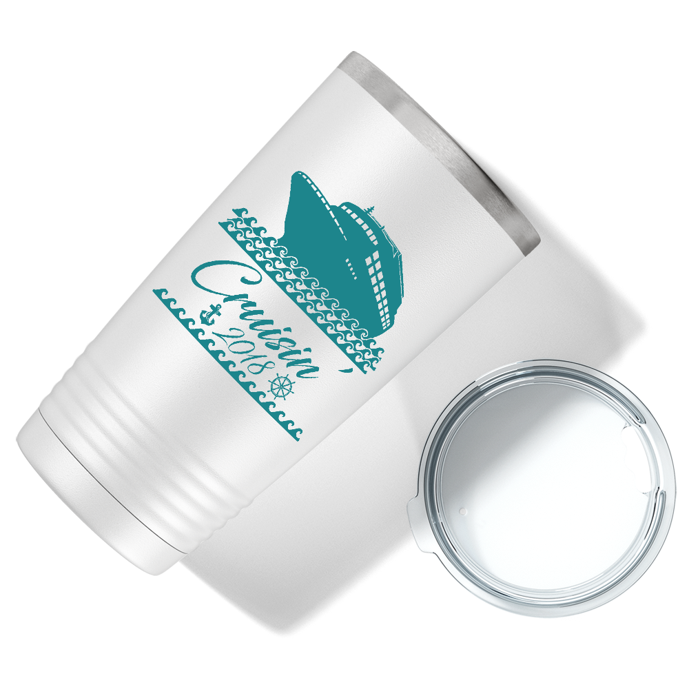 Cruise Boat on White 20 oz Stainless Steel Tumbler