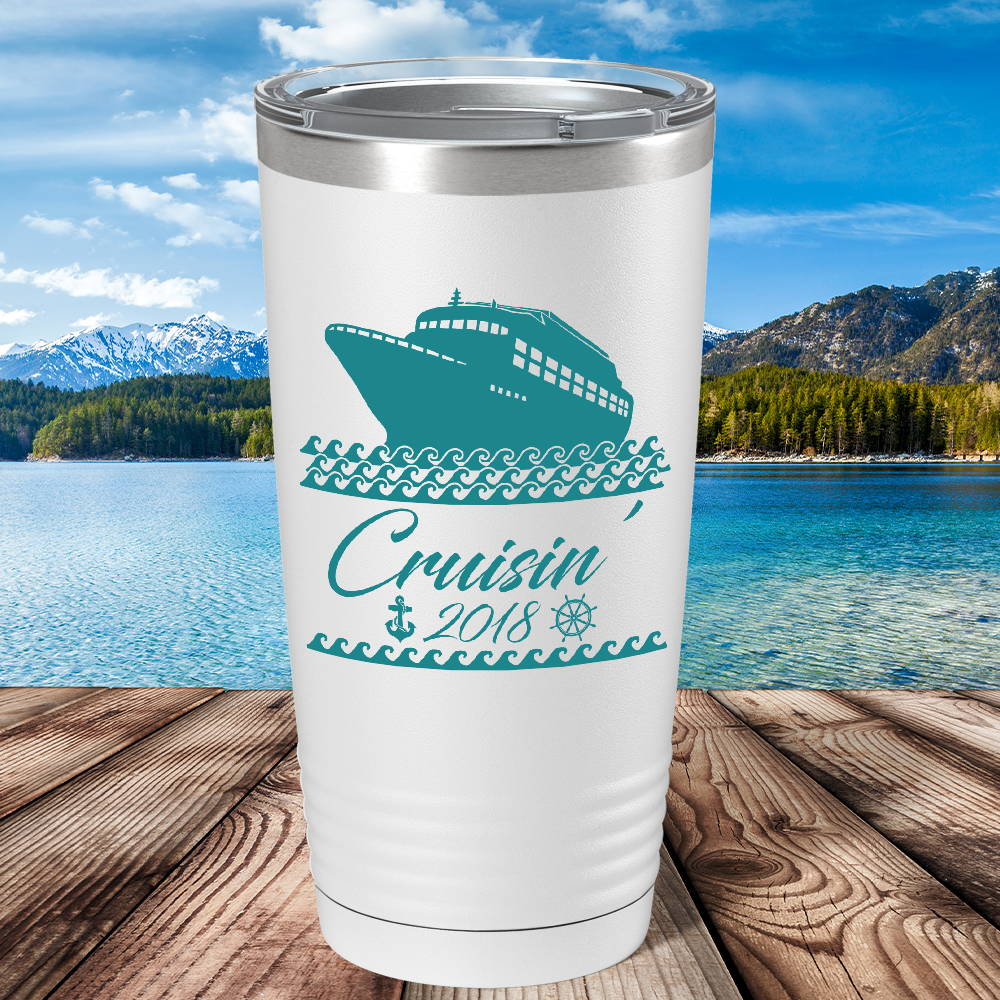 Cruise Boat on White 20 oz Stainless Steel Tumbler